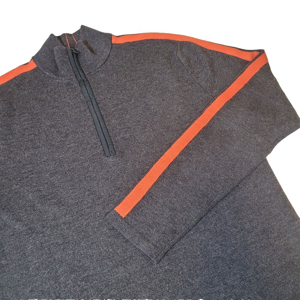 Banana Republic Sweatshirt Men's L Extra Marino Wool 1/4 Zip Pullover Striped
